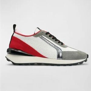 KARL LAGERFELD Paris Perforated Leather Runner Sneaker Grey/White Men 10.5 NWOB